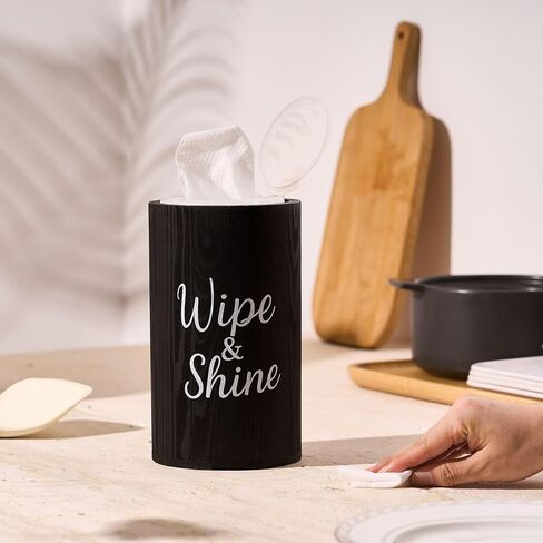 Wood Disinfecting Wipe Dispenser for Kitchen Farmhouse Countertop Organizer Storage Container Black in Saudi Arabia