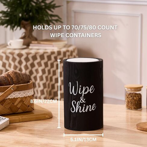 Wood Disinfecting Wipe Dispenser for Kitchen Farmhouse Countertop Organizer Storage Container Black in Saudi Arabia