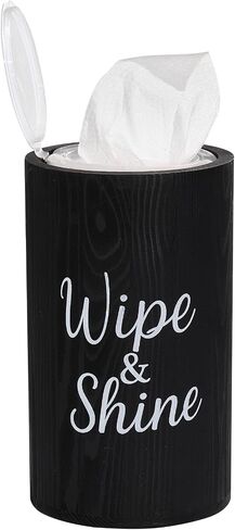 Wood Disinfecting Wipe Dispenser for Kitchen Farmhouse Countertop Organizer Storage Container Black in Saudi Arabia
