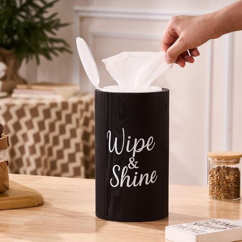 Wood Disinfecting Wipe Dispenser for Kitchen Farmhouse Countertop Organizer Storage Container Black in Saudi Arabia