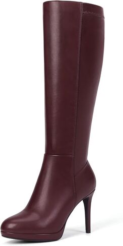 Lumeheel Black Knee High Boots Women - Platform Pointed Toe Stiletto Heel Suede Tall Boots for Fall Winter in Kuwait
