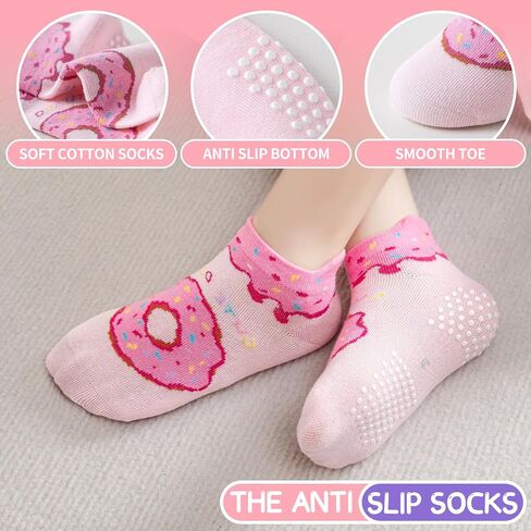 Baby Girls Boys Toddlers Kids Grips Socks 12 Pairs Non Slip Anti Skid Ankle No Show Funny Cotton Socks with Grippers in Saudi Arabia