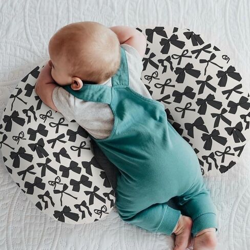 أقواس وردية للفتيات أغطية وسائد للرضاعة للفتيات عيد الحب أقواس الحضانة غطاء وسادة للرضاعة الطبيعية، أشرطة وردية ربيعية، أغطية ناعمة قابلة للتمدد وقابلة للإزالة للرضع حديثي الولادة in Kuwait