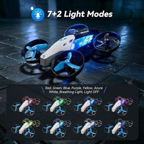 2-in-1 Drones for Kids 8-12 with 7+2 Light Modes,5 Flying Postures,Mini Drone for Age 14 Boys Small Micro Indoor Nano RC Remote Control Quadcopter with Land Mode,Auto rotation,Circle Fly,Altitude Hold in Saudi Arabia