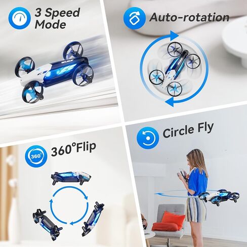 2-in-1 Drones for Kids 8-12 with 7+2 Light Modes,5 Flying Postures,Mini Drone for Age 14 Boys Small Micro Indoor Nano RC Remote Control Quadcopter with Land Mode,Auto rotation,Circle Fly,Altitude Hold in Saudi Arabia