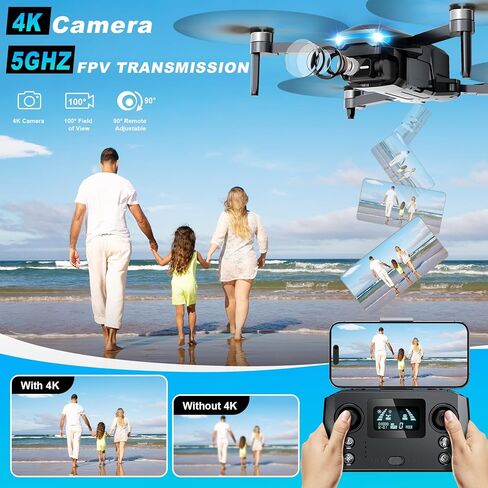 طائرات بدون طيار مع كاميرا للبالغين 4K، طائرة بدون طيار FPV، 248 جرام، طائرة RC بدون طيار GPS مع إرجاع تلقائي، تتبع نظام تحديد المواقع العالمي (GPS)، طيران نقطة الطريق، ناقل الحركة 5G، التحكم بالإيماءات، محرك بدون فرشاة، بطاريتان، رحلة 46 دقيقة in Kuwait