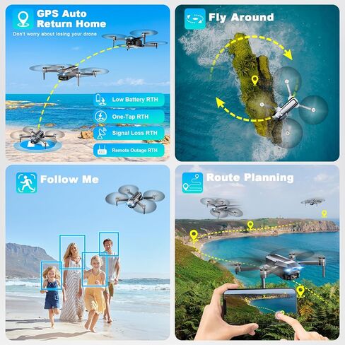 طائرات بدون طيار مع كاميرا للبالغين 4K، طائرة بدون طيار FPV، 248 جرام، طائرة RC بدون طيار GPS مع إرجاع تلقائي، تتبع نظام تحديد المواقع العالمي (GPS)، طيران نقطة الطريق، ناقل الحركة 5G، التحكم بالإيماءات، محرك بدون فرشاة، بطاريتان، رحلة 46 دقيقة in Kuwait