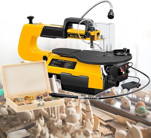 Scroll Saw Varible Speed w/Flexi Shaft + Foot Pedal,16-Inch Home Multiple Variable Speed Scroll Saw,550-1650 Rpm Adjustable,50mm Cutting Thickness in Saudi Arabia