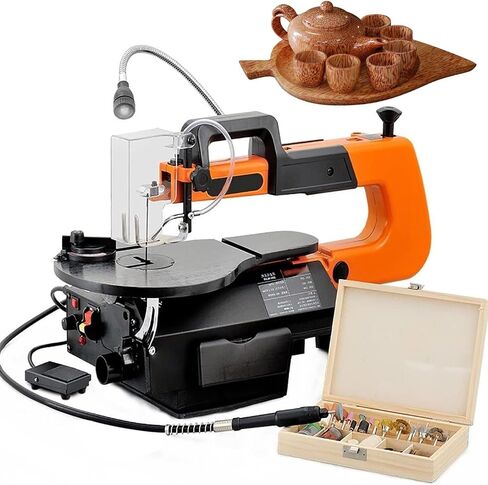 Electric Scroll Saw,550-1600RPM 2-Direction Variable Speed Table Saw,16 Inch Throat Width,50mm Cutting Thickness,w/Work Light & Pedal Switch,0-45° Adjustable in Saudi Arabia