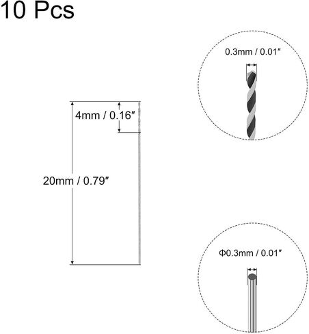 #US 10pack 0.3mm High Speed Steel Drill Bits Fully Ground 20mm Length Drill Bit in Saudi Arabia