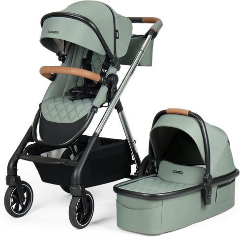 Beberoad Love RX 3-in-1 Baby Stroller with Bassinet, Toddler Strollers, Foldable Newborn Infant Stroller with Organizer, Rain Cover, Sunshade & Mosquito 2 in 1 Cover, Large Storage Basket（Green） in Saudi Arabia