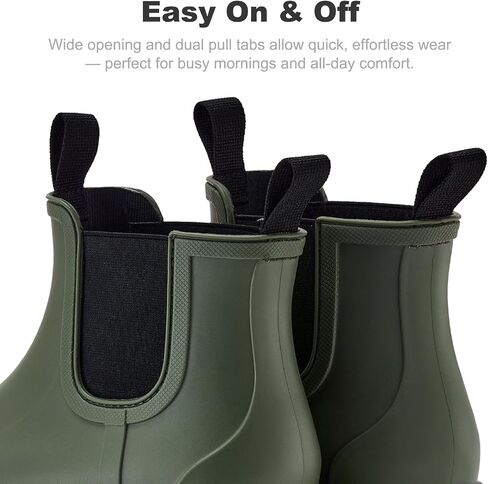 Fashion Short Rain Boots for Women, Waterproof Chelsea Ankle Boots | Non-Slip Matte Rubber Farm Boots, Lightweight Outdoor Garden Shoes And Work Booties, Arch Support, Removable Comfort Insole in Saudi Arabia