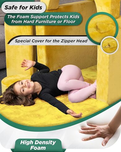 Lunix LX15 14 قطعة من أريكة لعب الأطفال المعيارية، أريكة مقسمة للأطفال، أثاث غرفة نوم وغرفة لعب للأطفال الصغار، إسفنج قابل للتحويل ووسادة أرضية للأولاد والبنات، أصفر in Kuwait