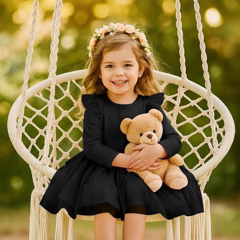 Toddler Girl Tulle Dress Fall Ruffle Long Sleeve Baby Girl Fashion Casual Dresses 2-6Y in Saudi Arabia