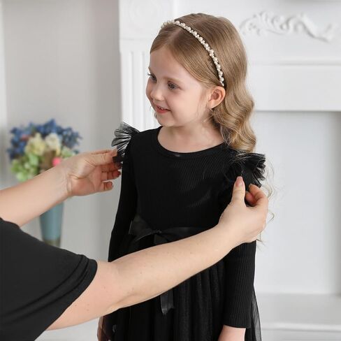 Toddler Girl Tulle Dress Fall Ruffle Long Sleeve Baby Girl Fashion Casual Dresses 2-6Y in Saudi Arabia