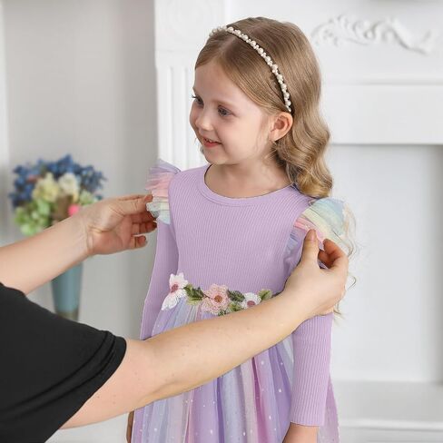 Toddler Girl Tulle Dress Fall Ruffle Long Sleeve Baby Girl Fashion Casual Dresses 2-6Y in Saudi Arabia