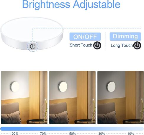 Ferswe Rechargeable Tap Lights, Dimmable Touch Night Lights with 1000mAh Large Battery, Stick on Light for Closet, Bedroom, Bathroom and Cabinet (2 Pack) in Saudi Arabia