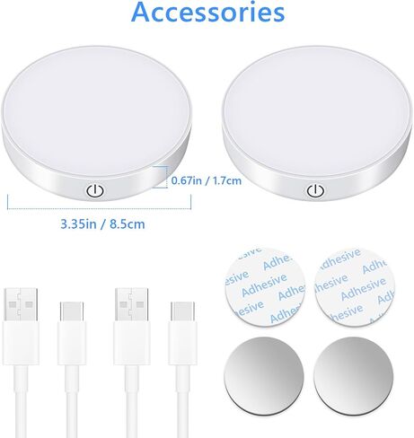 Ferswe Rechargeable Tap Lights, Dimmable Touch Night Lights with 1000mAh Large Battery, Stick on Light for Closet, Bedroom, Bathroom and Cabinet (2 Pack) in Saudi Arabia