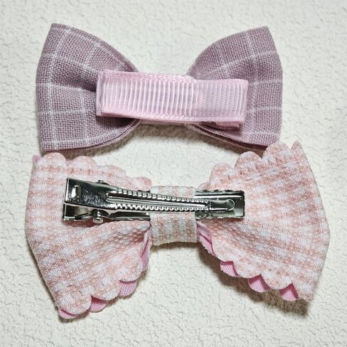 Bow Hair Clips for Girls 12 Pcs Handmade Full Linened Hair Bows, 1.5 inches Bow Clips, Dot/Plaid/Flower Printed Barrettes for Toddler School Kids (Blue color) in Saudi Arabia