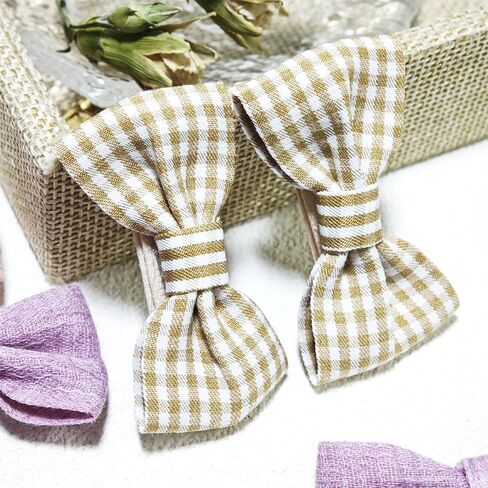 Bow Hair Clips for Girls 12 Pcs Handmade Full Linened Hair Bows, 1.5 inches Bow Clips, Dot/Plaid/Flower Printed Barrettes for Toddler School Kids (Blue color) in Saudi Arabia