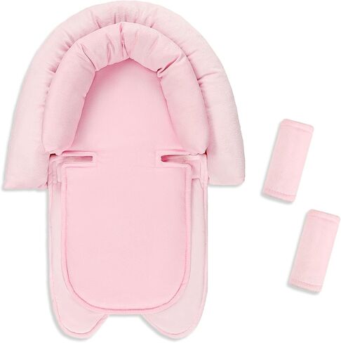 SWESEN Infant Car Seat Insert & Strap Covers, Car Seat Head Support for Baby Girls Boys, 2 in 1 Breathable Air Mesh Car Seat Insert for Newborns, Double-Sided Reversible, for Infants Aged 0-12 (Pink) in Saudi Arabia
