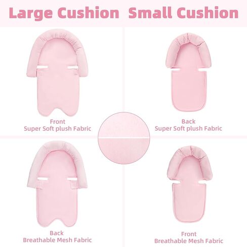 SWESEN Infant Car Seat Insert & Strap Covers, Car Seat Head Support for Baby Girls Boys, 2 in 1 Breathable Air Mesh Car Seat Insert for Newborns, Double-Sided Reversible, for Infants Aged 0-12 (Pink) in Saudi Arabia