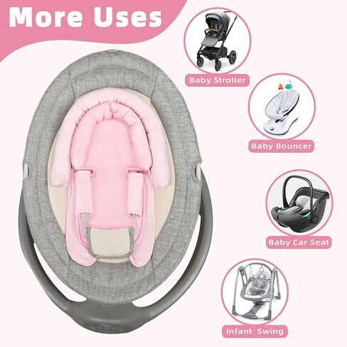 SWESEN Infant Car Seat Insert & Strap Covers, Car Seat Head Support for Baby Girls Boys, 2 in 1 Breathable Air Mesh Car Seat Insert for Newborns, Double-Sided Reversible, for Infants Aged 0-12 (Pink) in Saudi Arabia