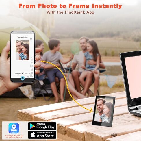 إطار صور رقمي صغير بالحبر الإلكتروني، إطار صور محمول مقاس 4.0 بوصة مع علبة من سبائك الألومنيوم، شاشة حبر IPS 4 ألوان، سهولة تحميل الصور عبر تطبيق FindXeink، أفضل هدايا الصور للآباء (أبيض) in Kuwait
