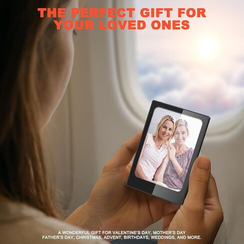 إطار صور رقمي صغير بالحبر الإلكتروني، إطار صور محمول مقاس 4.0 بوصة مع علبة من سبائك الألومنيوم، شاشة حبر IPS 4 ألوان، سهولة تحميل الصور عبر تطبيق FindXeink، أفضل هدايا الصور للآباء (أبيض) in Kuwait