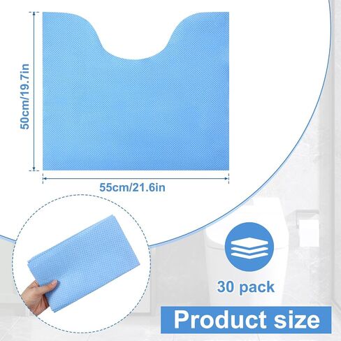 30 Pack Disposable Toilet Mats Non-Slip Toilets Floor Protector from Urine Absorbent Toilet Floor Mat U Shaped Toilets Mat for Bathroom, Blue, 22" x 20" in Saudi Arabia