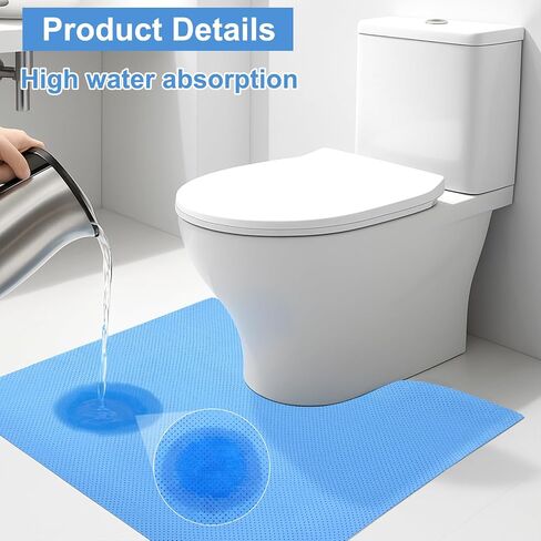 30 Pack Disposable Toilet Mats Non-Slip Toilets Floor Protector from Urine Absorbent Toilet Floor Mat U Shaped Toilets Mat for Bathroom, Blue, 22" x 20" in Saudi Arabia