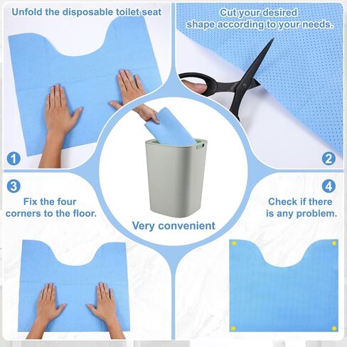 30 Pack Disposable Toilet Mats Non-Slip Toilets Floor Protector from Urine Absorbent Toilet Floor Mat U Shaped Toilets Mat for Bathroom, Blue, 22" x 20" in Saudi Arabia