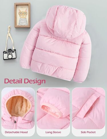 Yimoon Toddler Boys Girls Winter Coat Fleece Thicken Hooded Warm Puffer Jacket Outwear in Saudi Arabia