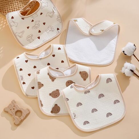 Baby Bandana Bibs, 6 Pack Waterproof Toddler Bib,Soft Cotton Absorbent Baby Bibs for Eating,Drooling,Teething in Saudi Arabia
