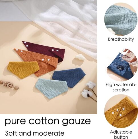 Muslin Bibs, 8 Pack Baby Bandana Drool Bibs,Extra Absorbent Soft Cotton,Baby Bib for Drooling and Teething in Saudi Arabia