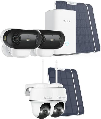 REOLINK Home Hub with 2X Argus 4 Pro Bundle with Argus PT Ultra, 4K Dual-Lens 180° and 360° PT Outdoor Wireless Security Camera System, Solar Cameras with Local Encrypted Storage, No Subscription in Saudi Arabia