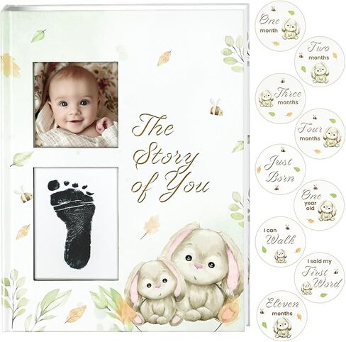Baby Memory Book, modern for boy or girl, includes 15 stickers, Baby Book Keepsake, minimalist milestone journal from birth to age 5, Baby Book to record special moments, Baby Books in Saudi Arabia