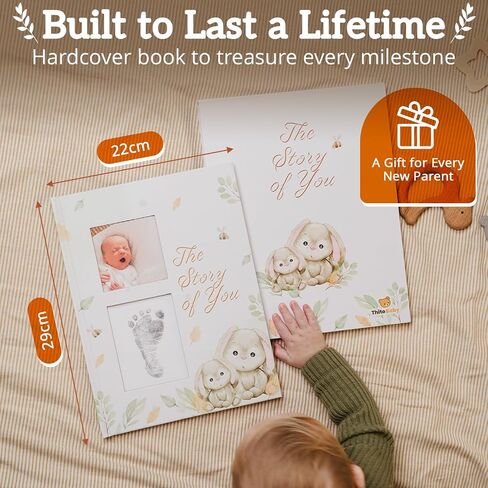 Baby Memory Book, modern for boy or girl, includes 15 stickers, Baby Book Keepsake, minimalist milestone journal from birth to age 5, Baby Book to record special moments, Baby Books in Saudi Arabia