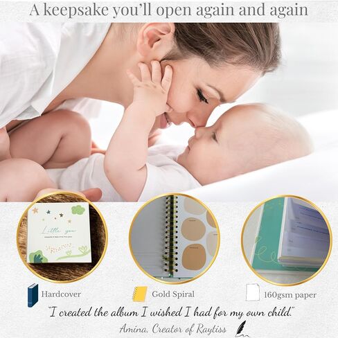 Little You - كتاب ذكريات الطفل ومجلة الحمل (120 صفحة) - حديثي الولادة حتى 5 سنوات - صندوق هدايا مغناطيسي + جيوب للصور + رسالة تفتح عند 21 - ألبوم تذكار للأولاد والبنات in Saudi Arabia