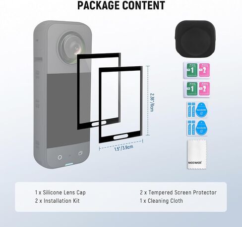 NEEWER Screen Protector & Lens Guard Compatible with Insta360 X5 X4 Action Cameras, Tempered Screen Cover Film (2 Pack), Silicone Cap Protective Case and Replacement Accessories Kit, CA156 in Saudi Arabia