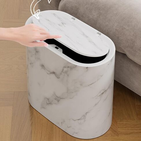 Kitchen Trash Can with Lid, 2.6 Gallons / 12 Liter Compact Small Slim Plastic Small Garbage Can,Durable Easy to Clean Trash Bin for Bathroom,Bedroom,Office,Compact Spaces,Dorms,Kitchen in Saudi Arabia