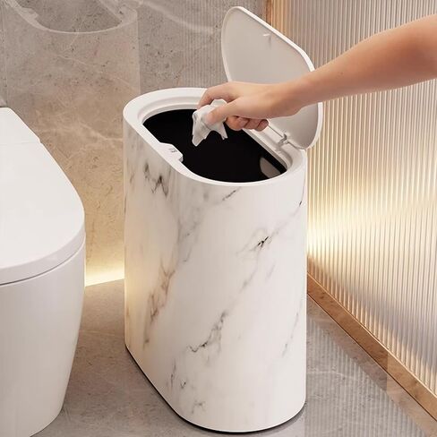Kitchen Trash Can with Lid, 2.6 Gallons / 12 Liter Compact Small Slim Plastic Small Garbage Can,Durable Easy to Clean Trash Bin for Bathroom,Bedroom,Office,Compact Spaces,Dorms,Kitchen in Saudi Arabia