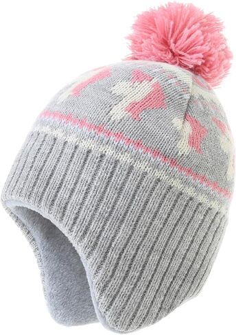 Moon Kitty Baby Girls Earflaps Knit Hats Infant Baby Beanies6-12Months in Saudi Arabia