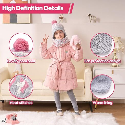 Moon Kitty Baby Girls Earflaps Knit Hats Infant Baby Beanies6-12Months in Saudi Arabia