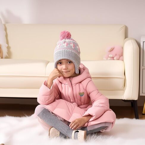 Moon Kitty Baby Girls Earflaps Knit Hats Infant Baby Beanies6-12Months in Saudi Arabia