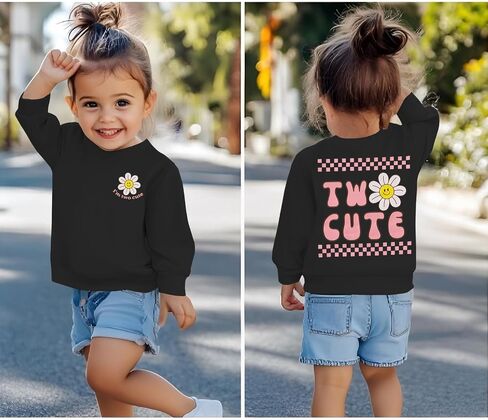 KEKEMI Two Cute Birthday Girl Sweatshirt 2T Girl Sunflower Birthday Outfit Two Years Old Long Sleeve Pullover Tops B-day Tops in Saudi Arabia