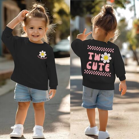 KEKEMI Two Cute Birthday Girl Sweatshirt 2T Girl Sunflower Birthday Outfit Two Years Old Long Sleeve Pullover Tops B-day Tops in Saudi Arabia