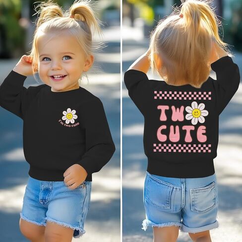 KEKEMI Two Cute Birthday Girl Sweatshirt 2T Girl Sunflower Birthday Outfit Two Years Old Long Sleeve Pullover Tops B-day Tops in Saudi Arabia
