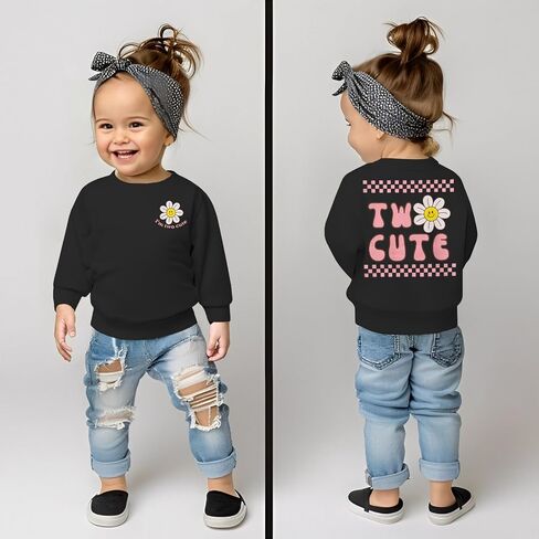 KEKEMI Two Cute Birthday Girl Sweatshirt 2T Girl Sunflower Birthday Outfit Two Years Old Long Sleeve Pullover Tops B-day Tops in Saudi Arabia