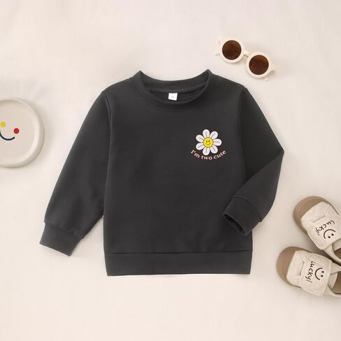 KEKEMI Two Cute Birthday Girl Sweatshirt 2T Girl Sunflower Birthday Outfit Two Years Old Long Sleeve Pullover Tops B-day Tops in Saudi Arabia
